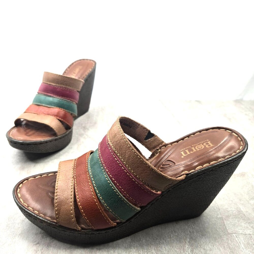 Born Colorful Leather Wedge Sandals